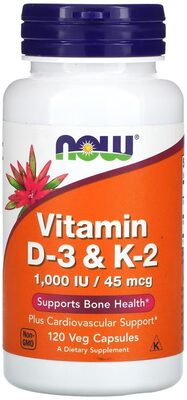 Now Vitamin D3 & K2 120 Veg Capsules