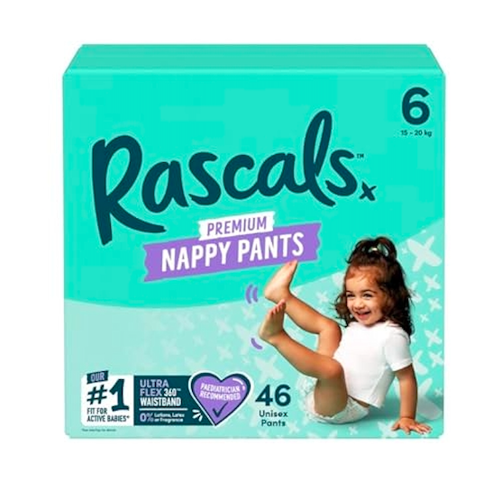 Rascals Premium Nappy Pants Size 6 (15-20kg) 46pcs