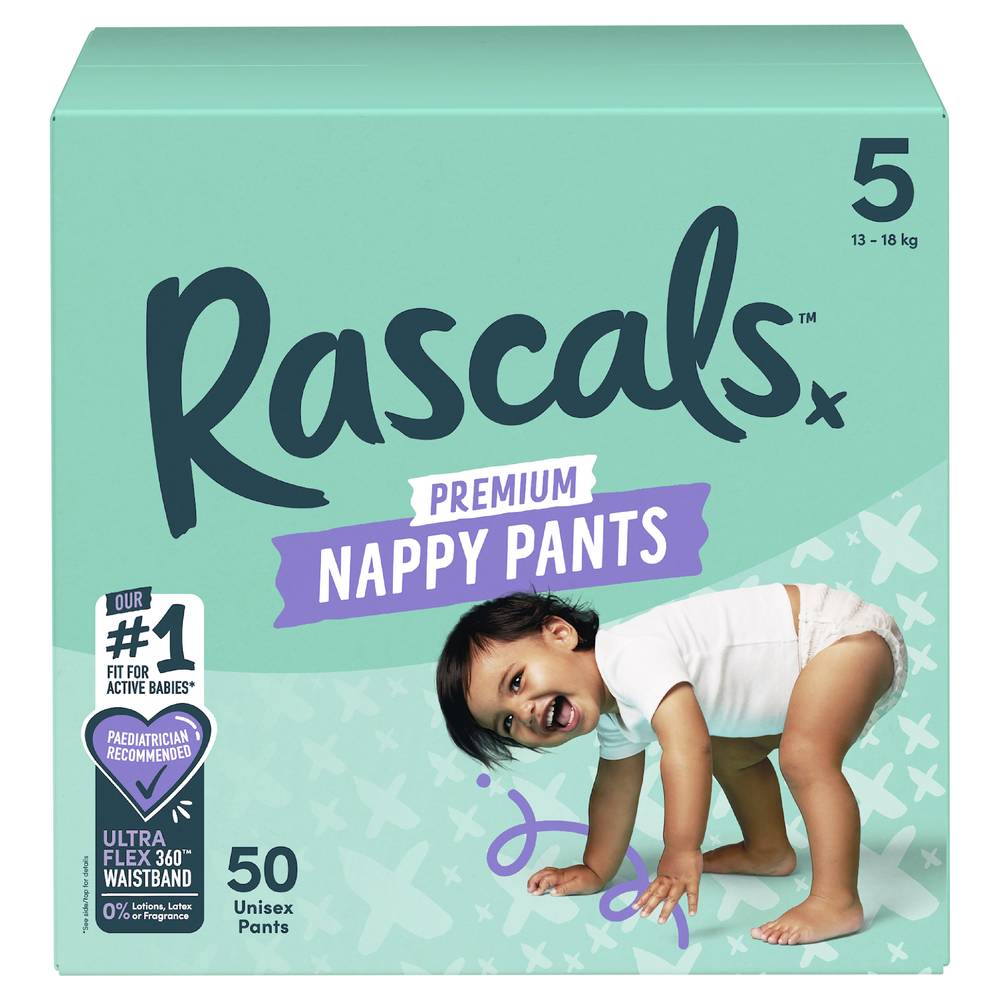 Rascals Premium Nappy Pants  Size 5 (10-15kgs) 50pcs