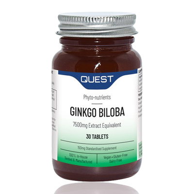 Quest Range Ginkgo Biloba 150 mg Extract (equivalent to 7,500mg) 30's