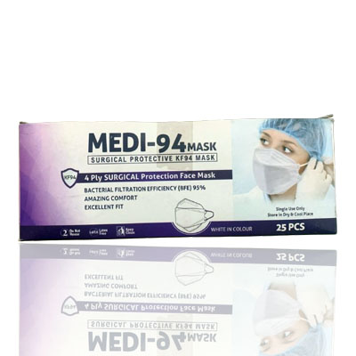Face Mask MEDI-94 Surgical 4Ply KF94 25's (Black/White)