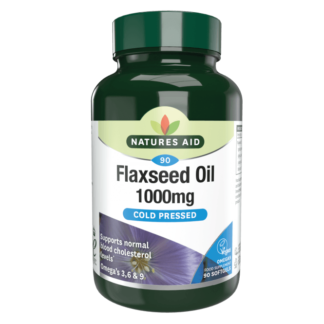 Natures Aid Flaxseed Oil 1000mg Cold Pressed (Omega 3,6,9) Vegan - 180's