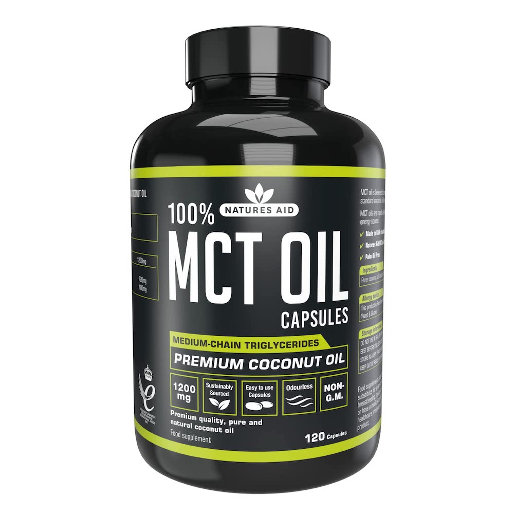 Natures Aid MCT Premium 100% Coconut Oil 1200mg Capsules 120's