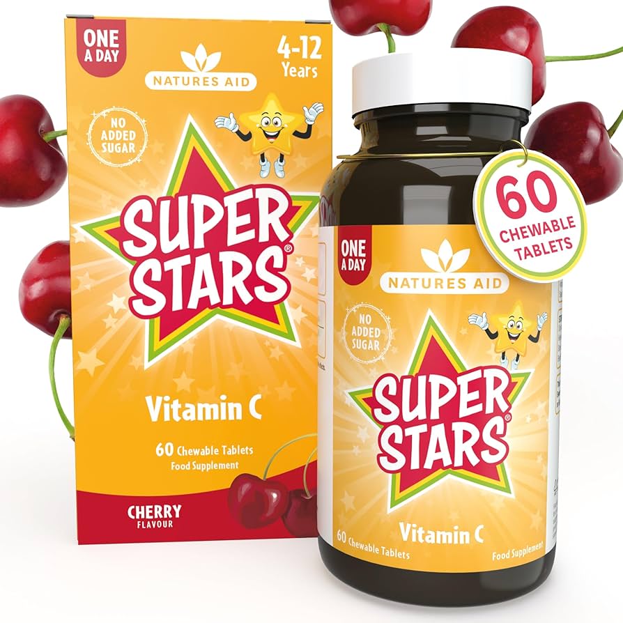 Natures Super Stars Vitamin C chewable(Cherry flavour) Vegan-60s
