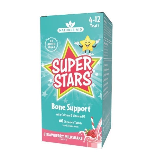 Natures Aid Super Stars Bone Support chewable(Strawberry flavour) Vegan-60's