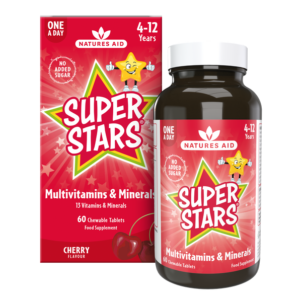 Natures Aid Super Stars Multivitamin & Minerals chewable (Cherry flavour) Vegan-60's