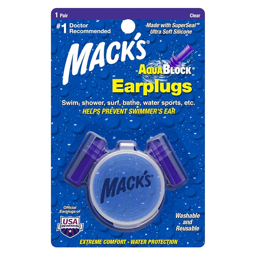 Mack’s AquaBlock Purple Earplugs 1 Pair 1112