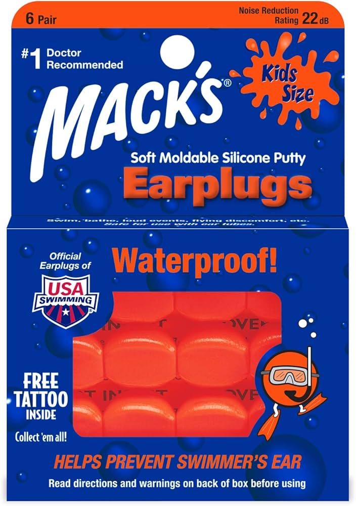 Mack’s Silicone Ear Plugs for Kids – 6 Pairs