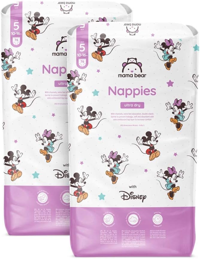 Mama Bear Disney Ultra Dry Nappies 76, Size 5 (10-16 kg)