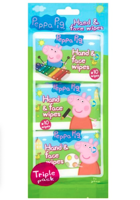 Peppa Pig Hand & Face Wipes 10s 3-pack