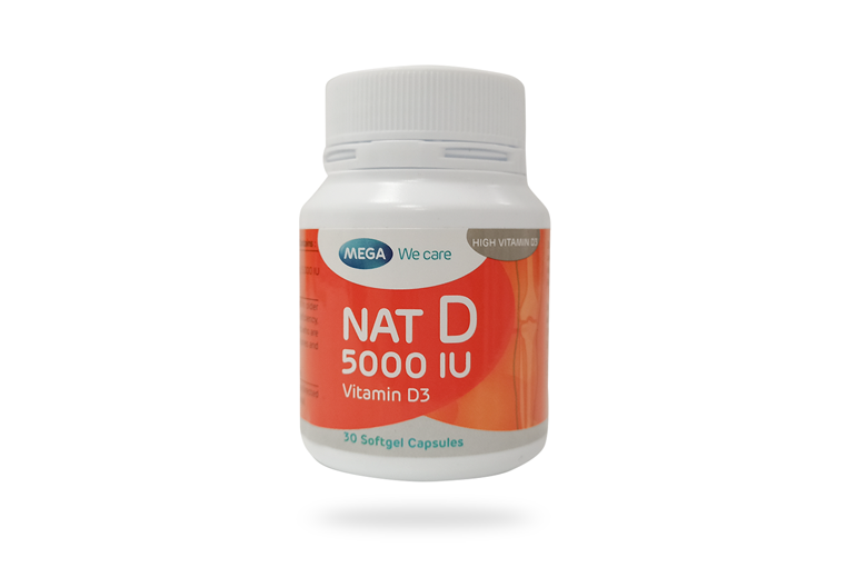 NAT D Soft Gel Capsules (Vitamin D3 5000IU) - 30's